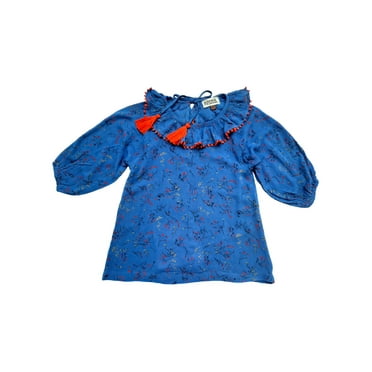 Sophie Catalou Little Girls Gold Metallic Shine Ruffle Embellished Top 3-6 Sophie Catalou Little Girls Gold Metallic Shine Ruffle Embellished Top 3-6